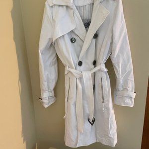 Millard Fillmore white trench-style raincoat